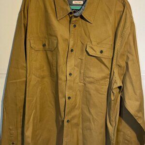 Wrangler Flex Work Shirt Men’s 2XL  Brown Long Sleeve Button-Up  Rugged & Comfor